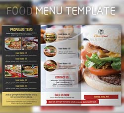 食谱菜单三折页模板：Food Menu Template